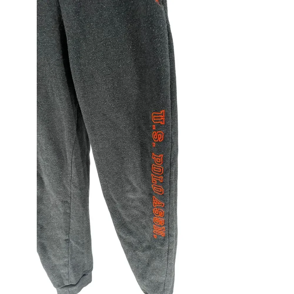 U.S. Polo Assn Boys Gray Orange Graphic Jogger Sweatpants Youth Size Large
